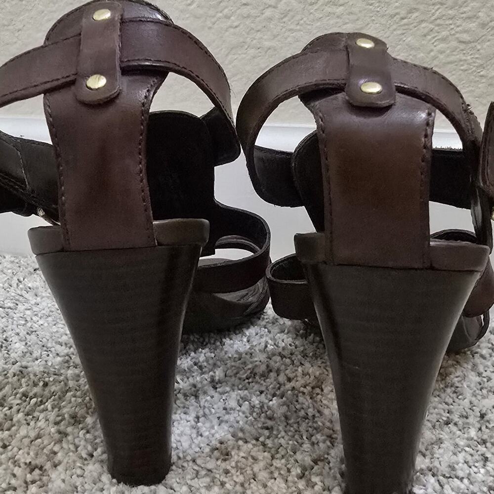 Women's Franco Sarto Leather 4-in Heel Strappy Sandal Sz 7M EUC - Picture 2 of 7